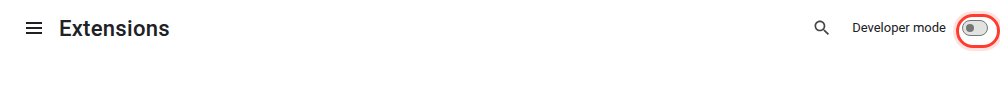 Developer mode toggle in the top-right corner of chrome://extensions